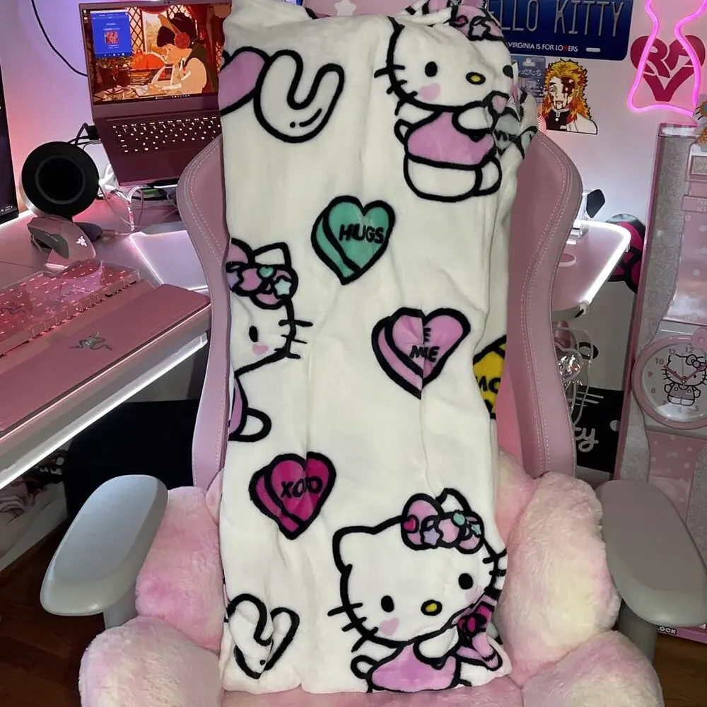 Hello Kitty Throw Blanket Valentine Love Conversation Candy Hearts 2025 Sanrio
